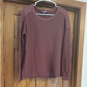 BKE Rust Long Sleeve Waffle Knit Top